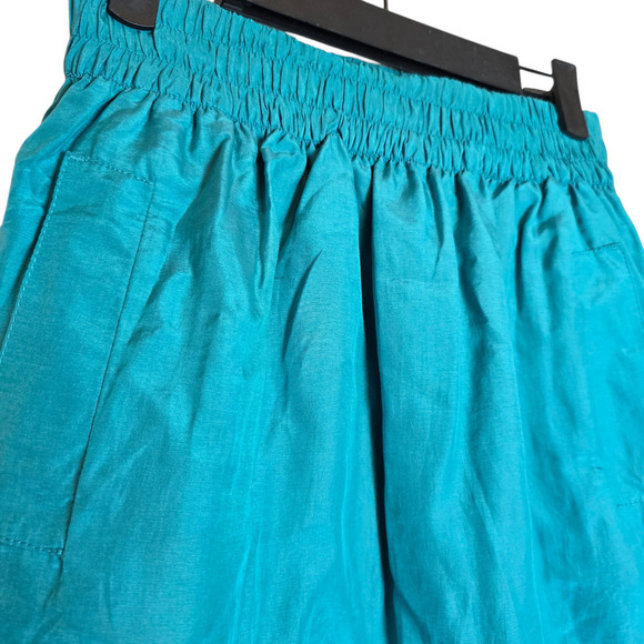 Club Monaco Skirt XS Teal Blue A Line Cotton Silk Casual Metallic Above Knee - Picture 2 of 8